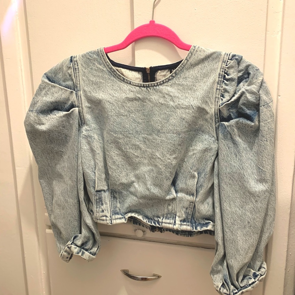 Zara cropped denim shirt